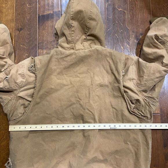 Lee Vintage 90s Workwear Full Zip Canvas Brown Sherpa Lined Trucker Jacket XXL - Picture 11 of 12